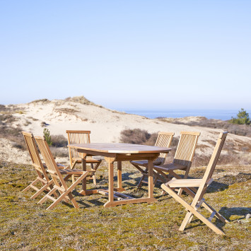 Salon de jardin ovale en teck massif Capri 6 chaises