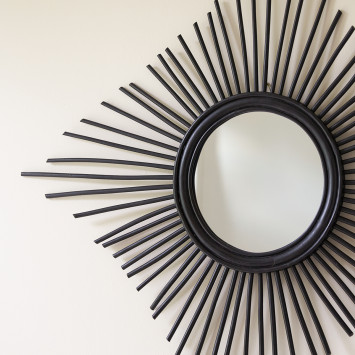 Miroir en rotin Isidore noir 80 cm