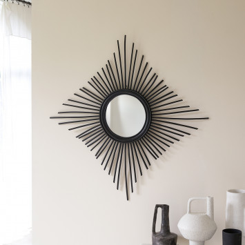 Miroir en rotin Isidore noir 80 cm