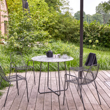 Table de jardin ronde en terrazzo premium et métal Elio grey 4 pers