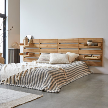 Tête de lit avec étagères en teck massif 270 cm Urbain