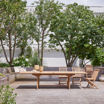 Capri - Table de jardin rectangulaire en teck massif à rallonge 12 pers.