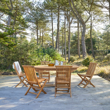 Capri - Ensemble de jardin en acacia massif 6 chaises