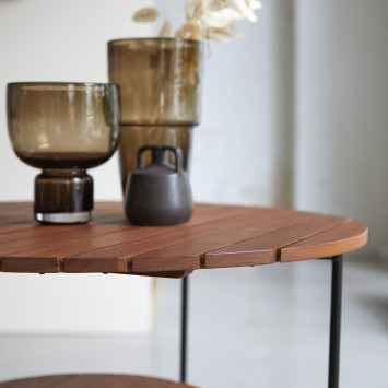 Key wood - Table basse lattée en teck massif