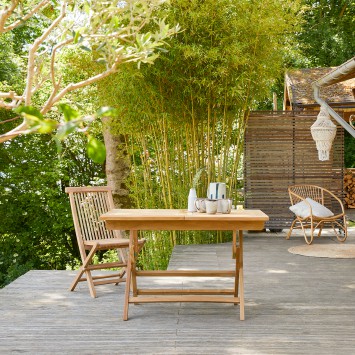 Capri - Table de jardin pliable en teck massif à rallonge 4/6 pers.