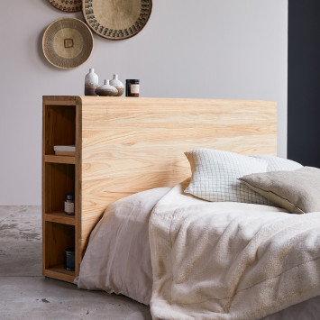 Bertie - Tête de lit avec rangements en teck massif 165 cm