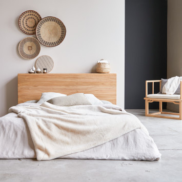 Bertie - Tête de lit avec rangements en teck massif 165 cm