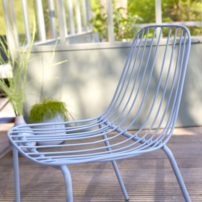Arty - Chaise de jardin en métal bleu grey