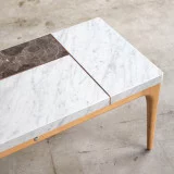 Stonepiet - Table basse en chêne massif et marbre 111x48 cm