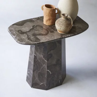Keesog - Table d'appoint en marbre brown