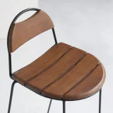 Molly - Chaise de bar en frêne massif et métal