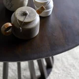 Greco - Table ronde en manguier massif et métal 5 pers