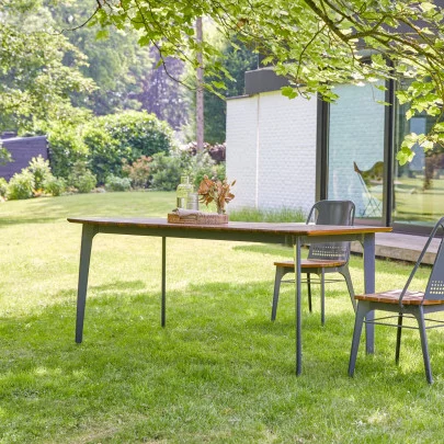 Toscane - Table de jardin en teck massif et métal 6/8 pers.