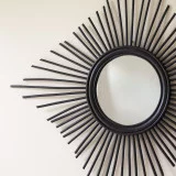 Isidore - Miroir en rotin noir 80 cm