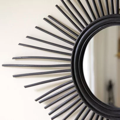Isidore - Miroir en rotin noir 80 cm