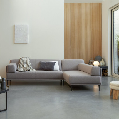 Finn - Canapé d'angle droit en tissu gris 270 x 180 cm, 4 places