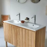 Jill - Meuble salle de bain en teck massif et céramique 120 cm