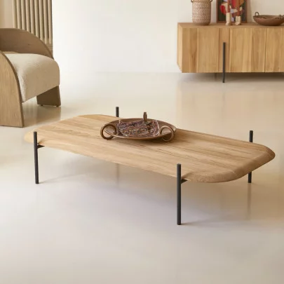 Honorine - Table basse rectangulaire en teck massif