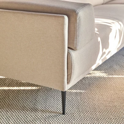 Finn - Canapé d'angle droit en tissu écru 270 x 180 cm, 4 places