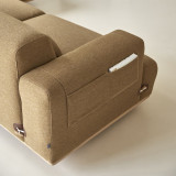 Duffle - Canapé d'angle droit en tissu marron et chêne 295 x 170 cm, 3 places