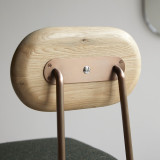 Yutapi - Chaise de bar kaki tweed en chêne massif