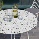Elio - Table de jardin ronde en terrazzo premium et métal white 4 pers.