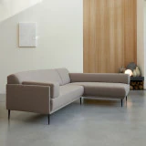 Finn - Canapé d'angle droit en tissu gris taupe 270 x 180 cm, 4 places