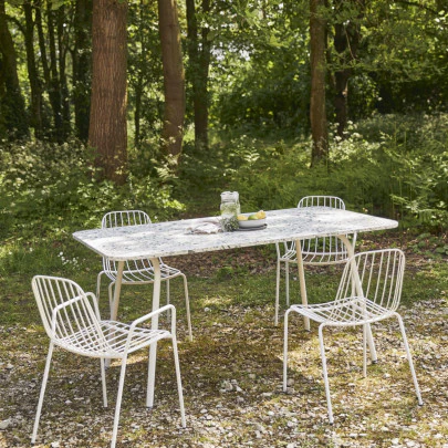 Elio - Table de jardin rectangulaire en terrazzo premium et métal green 4/6 pers.