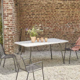 Elio - Table de jardin rectangulaire en terrazzo premium et métal brown 4/6 pers.