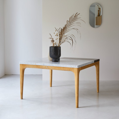 Stonepiet - Table en chêne massif et marbre 2/4 pers.