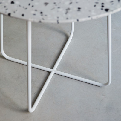 Elio - Table ronde en terrazzo premium et métal white 4 pers.
