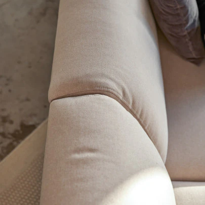 Finn - Canapé d'angle gauche en tissu écru 270 x 180 cm, 4 places