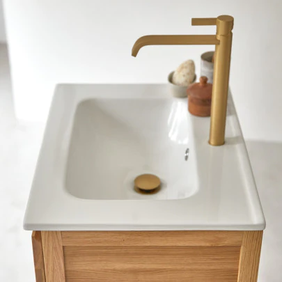 Easy - Meuble salle de bain en chêne massif et céramique 60 cm
