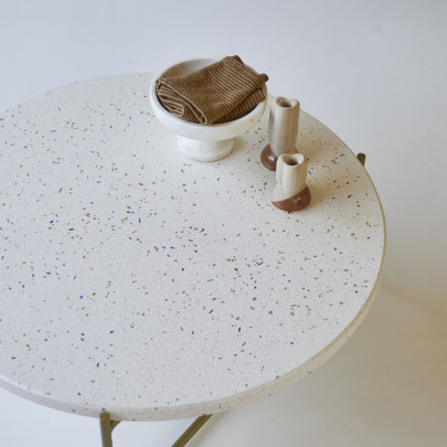 Anatole - Table basse en terrazzo et métal confetti